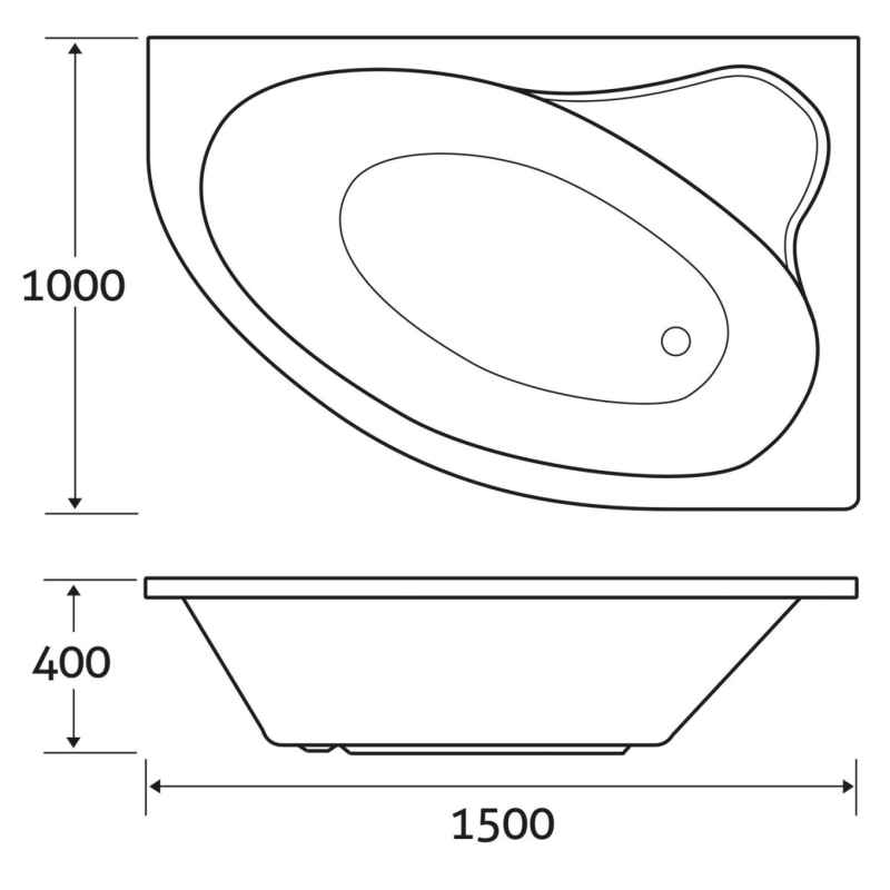 Yesso Right Hand Acrylic Corner Bath 1500x1000mm