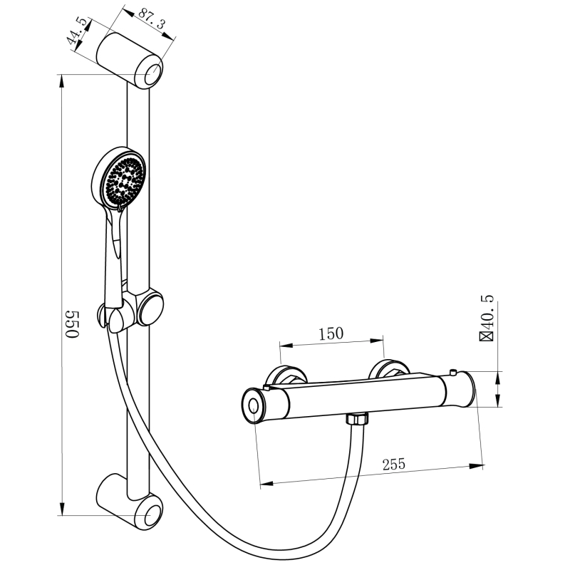 Abode Chrome Thermostatic Bar Valve Shower with Slide Rail Kit