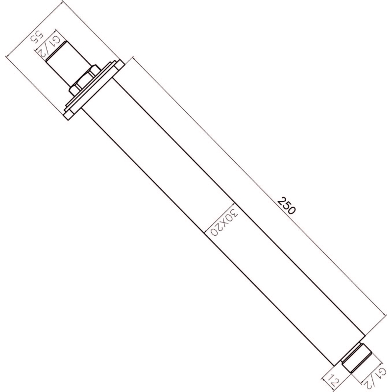 Zena Brushed Gold Square Shower Ceiling Arm 250mm