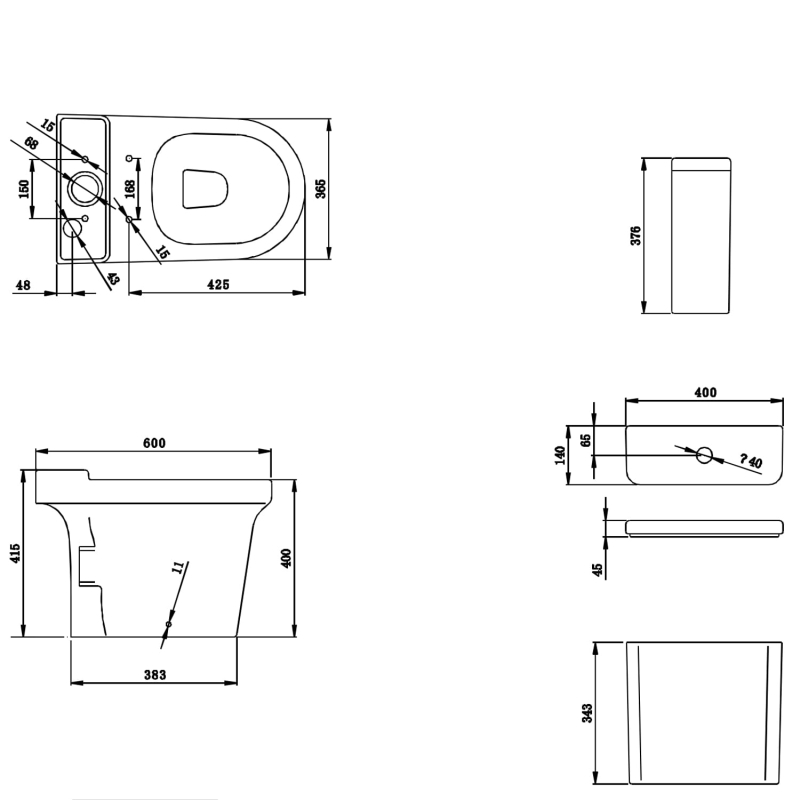 Shackleton Close Coupled Short Projection Toilet with Soft Close Seat