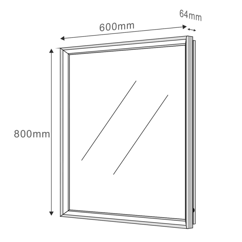 Adison Black Framed LED Backlit Heated Mirror 600x800mm