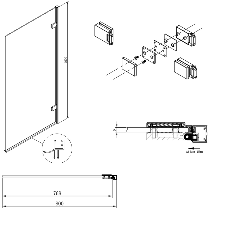 Lanka Chrome Hinged Bath Screen with Towel Rail