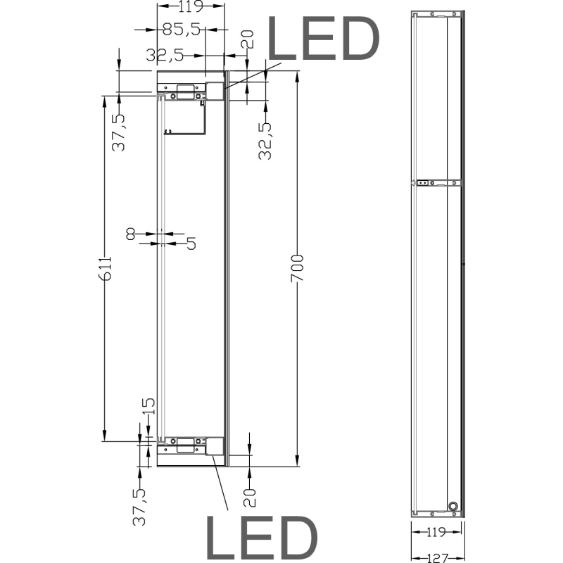 Corton Motion Sensor Illuminated LED Mirrored Wall Cabinet 1200x700mm