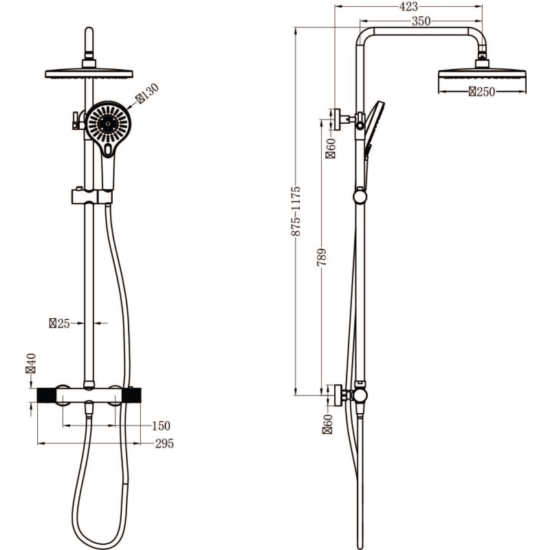 Moray Gunmetal Thermostatic Shower Pack