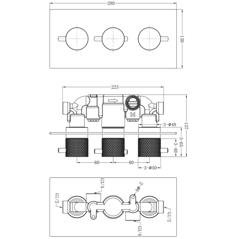 Moray Satin Bronze Concealed Valve Shower Pack