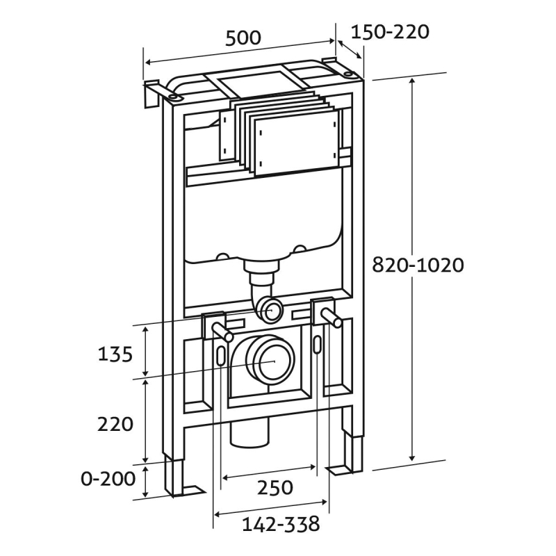 Mounting Frame and Concealed Cistern 820mm