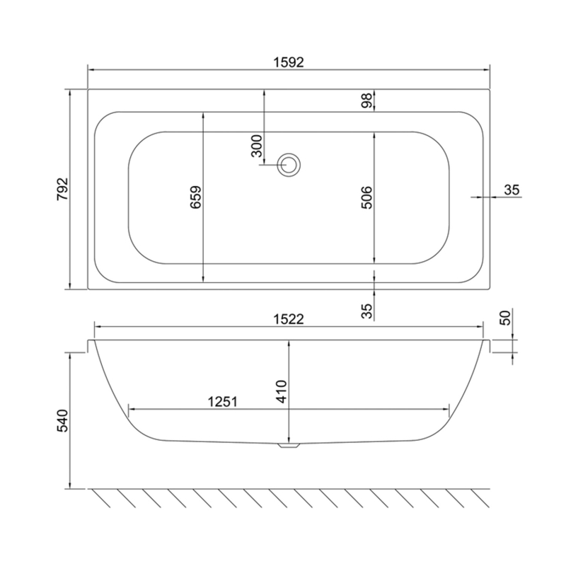 Carron Profile Double Ended Carronite Bath 1600x800mm