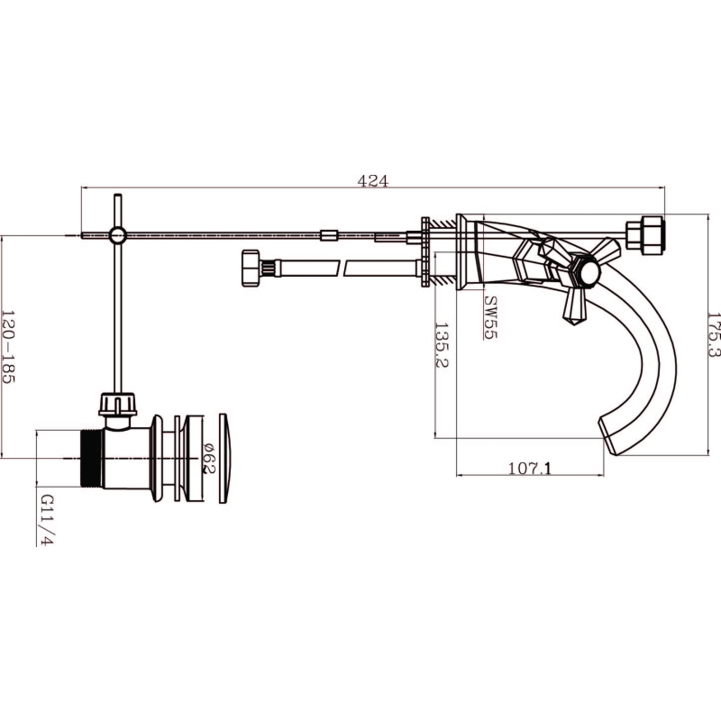 Adonis Gold Basin Mono Tap & Waste