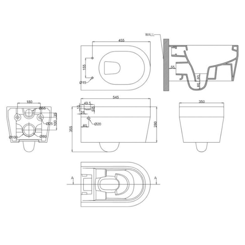 Britton Stadium Wall Hung Toilet with Soft Close Seat