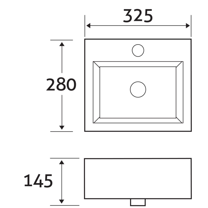 Blade White Square Cloakroom Basin 325x280mm
