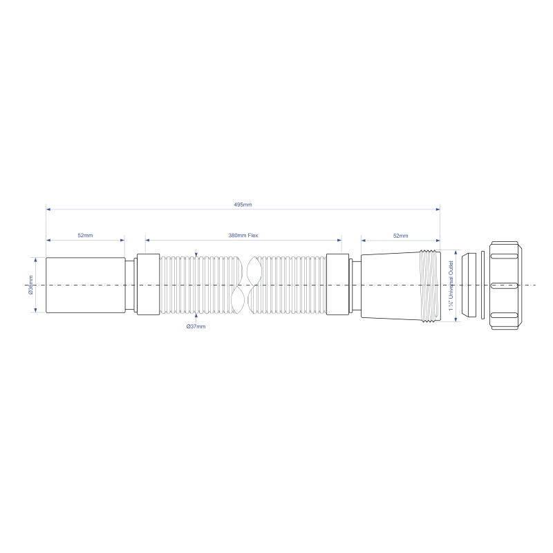 McAlpine 1¼" Heavy Duty Flexible Connector - FLEXCON1