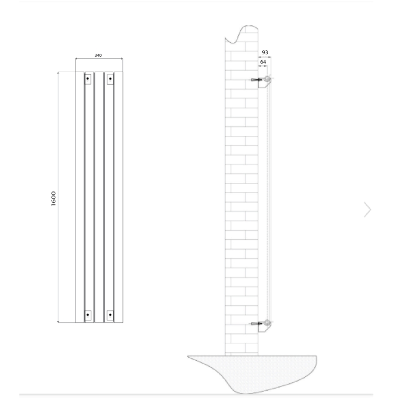 Perth Grey Double Vertical Flat Panel Radiator 1600x340mm