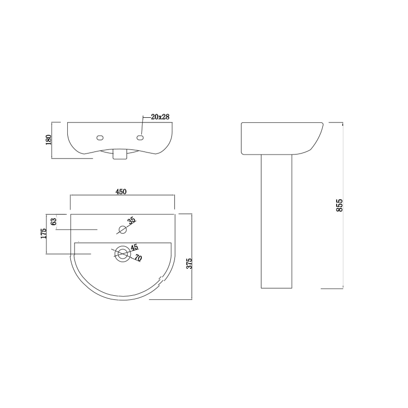 Porter Modern Short Projection Toilet & Basin Suite