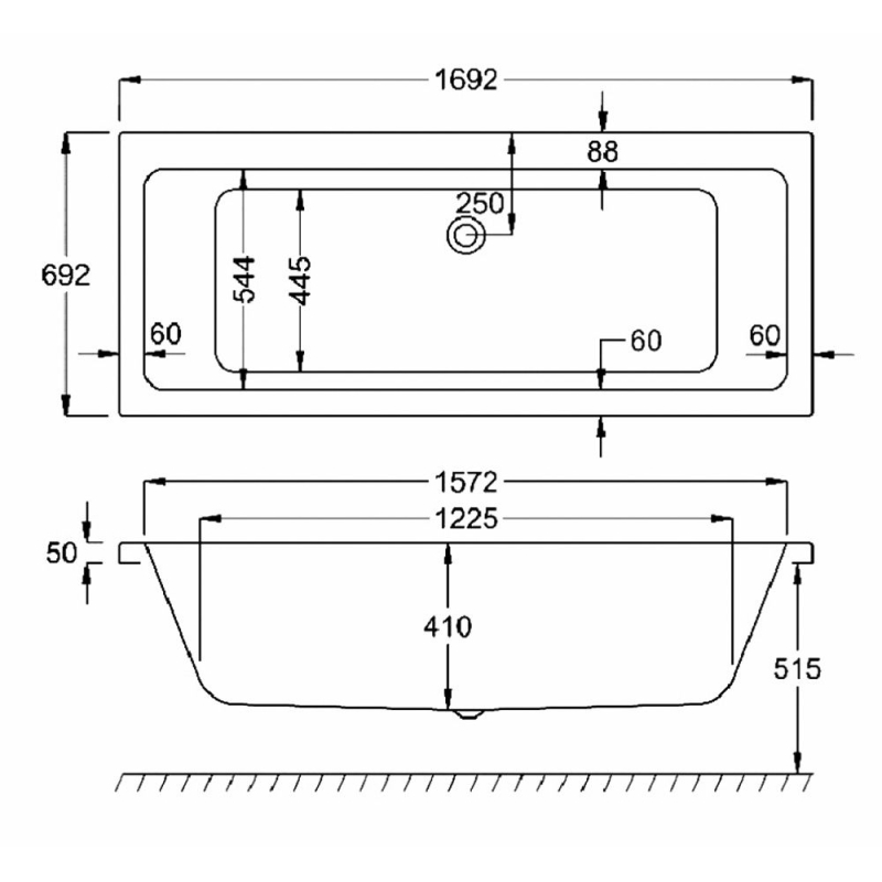 Carron Quantum Double Ended Carronite Bath 1700x700mm