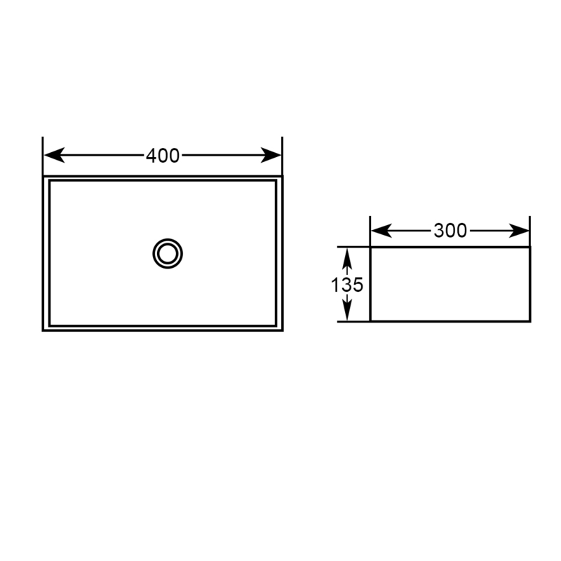 Ursula White Rectangle Countertop Basin