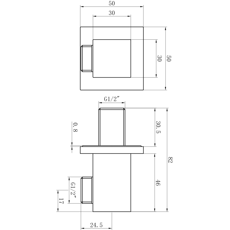 Vade Chrome Square Wall Outlet