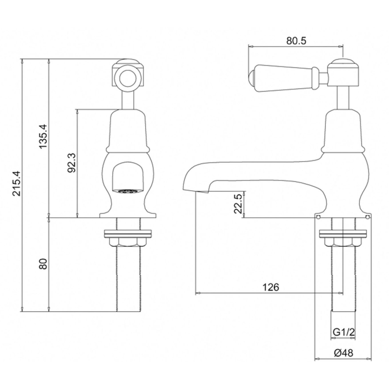 Burlington Kensington Chrome Pair of Traditional 5" Basin Pillar Taps