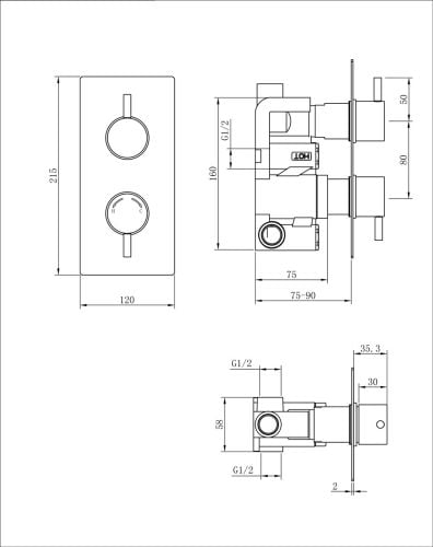Vade Chrome Single Outlet Round Concealed Shower Valve