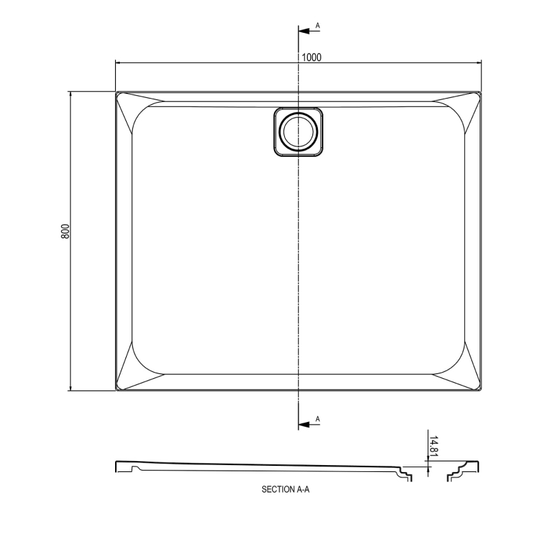 Elle Slimline Rectangular Shower Tray 1000x800mm