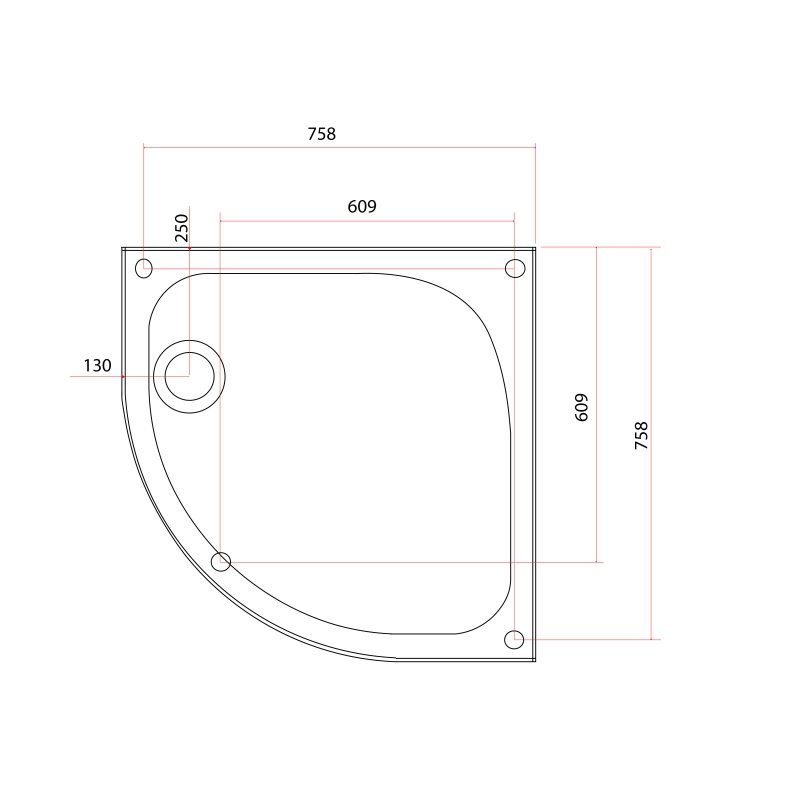 Low Profile Quadrant Shower Tray 800x800mm