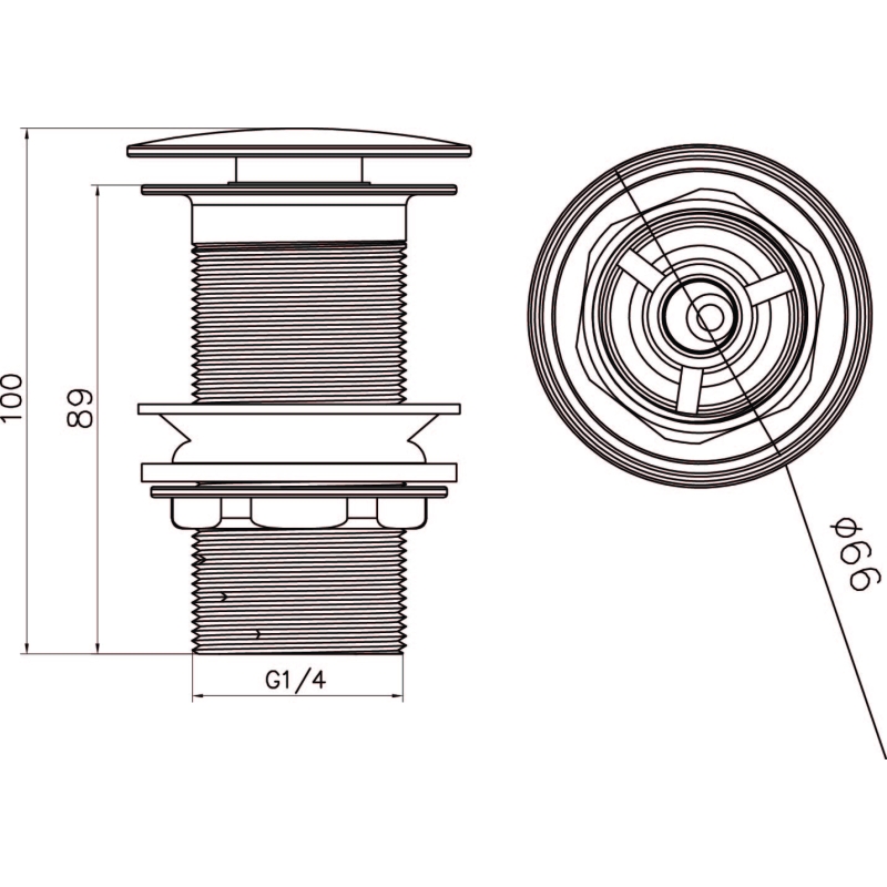 Chrome Click Clack Unslotted Basin Waste