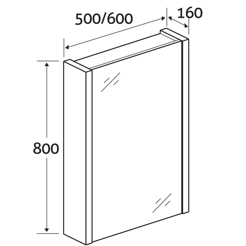 Winslow Grey Ash Single Mirrored Cabinet 600x800mm