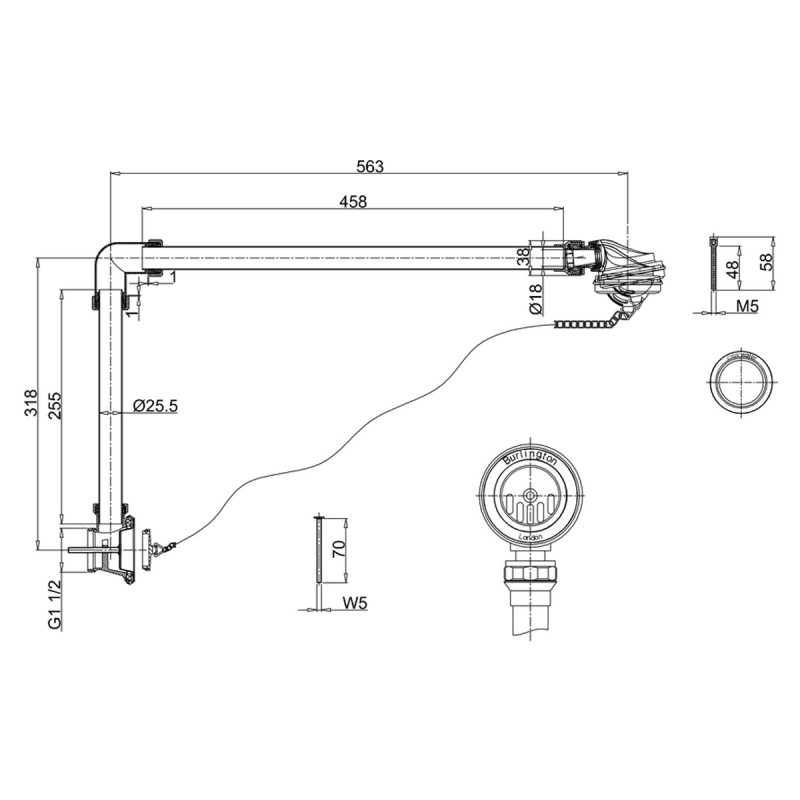 Burlington Chrome Exposed Plug & Chain Bath Waste