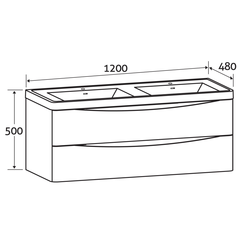 Erin Rosewood Wall Hung Vanity Unit with Ceramic Basin 1200mm