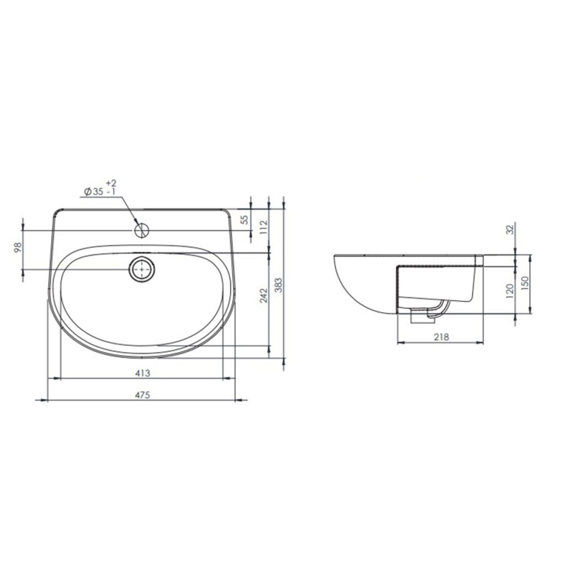 Tavistock Loft Slim Semi-Countertop Ceramic Basin
