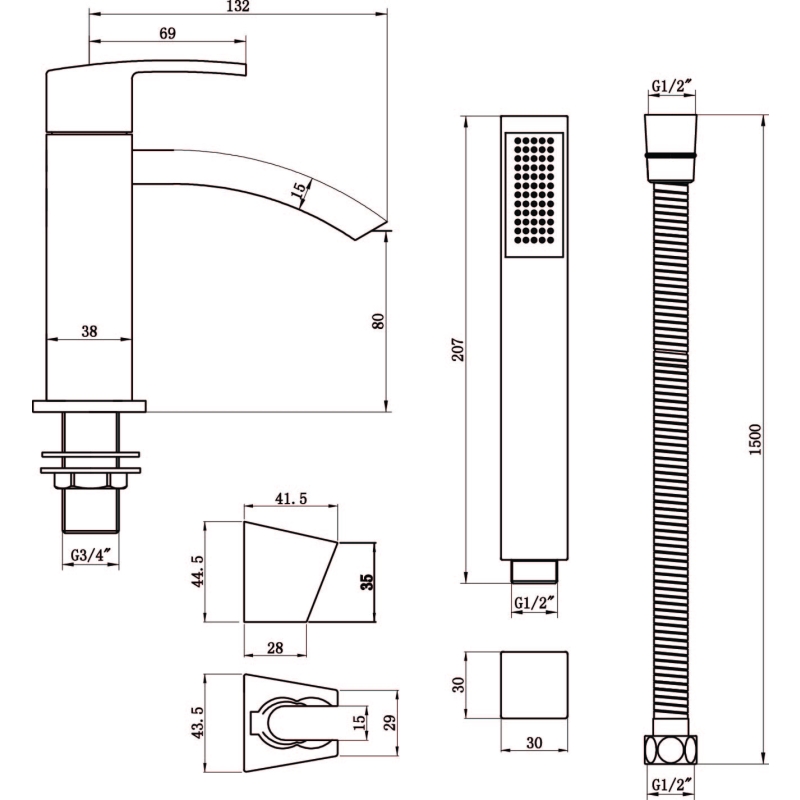 Satori Chrome Bath Shower Mixer Tap