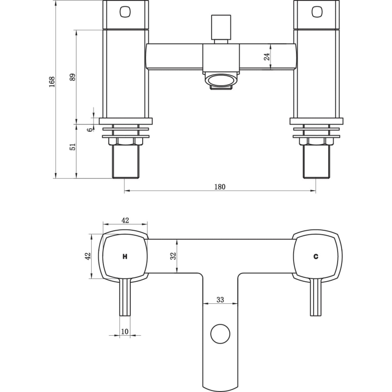 Quadro Chrome Bath Shower Mixer Tap