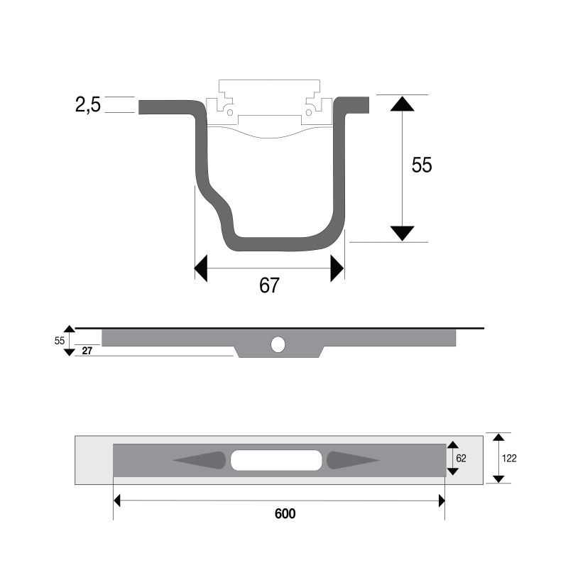 Jackoboard J-Drain Linear Wetroom Floor Drain 600mm