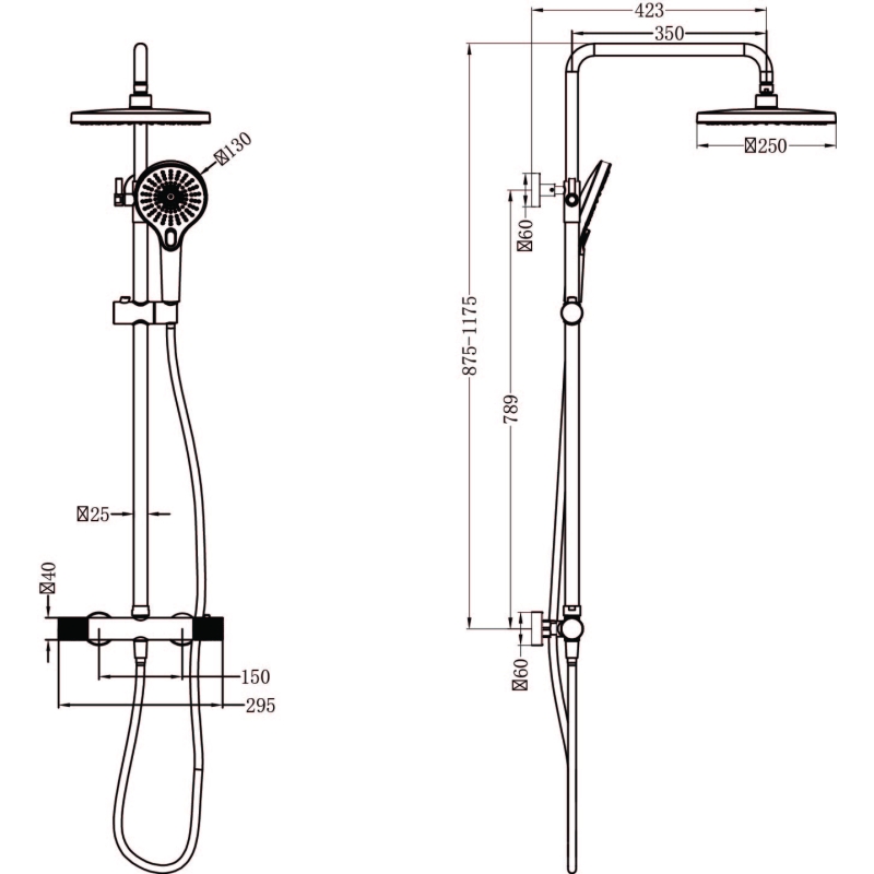 Moray Nickel Thermostatic Shower Pack