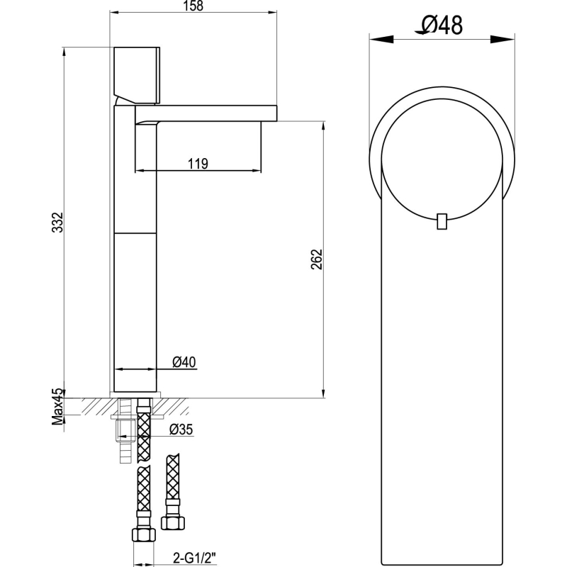 Pancho Chrome Tall Basin Mixer Tap