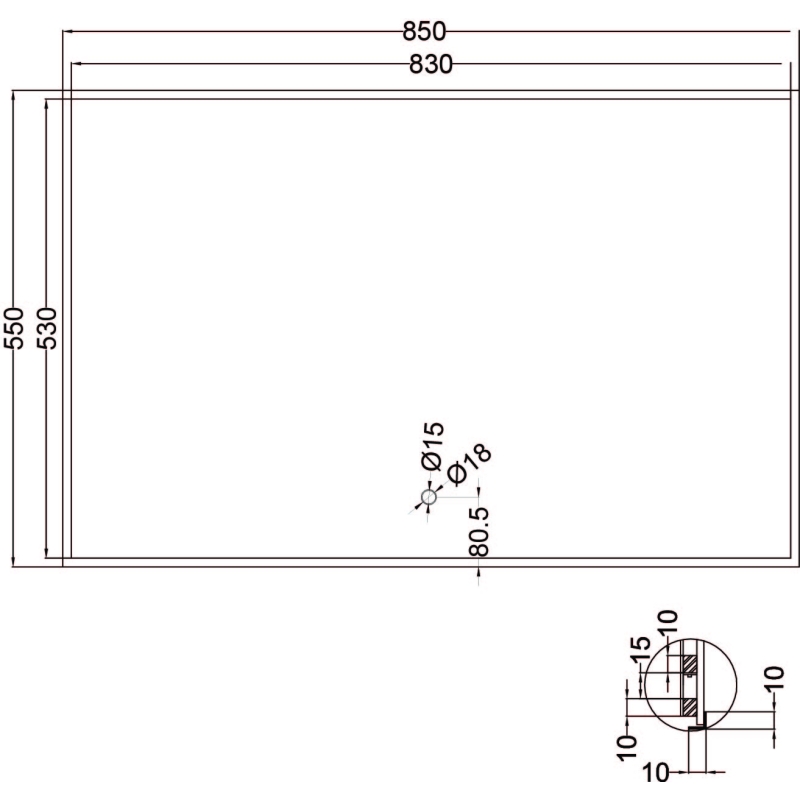 Rione Gold Rectangular Backlit LED Heated Mirror 850x550mm