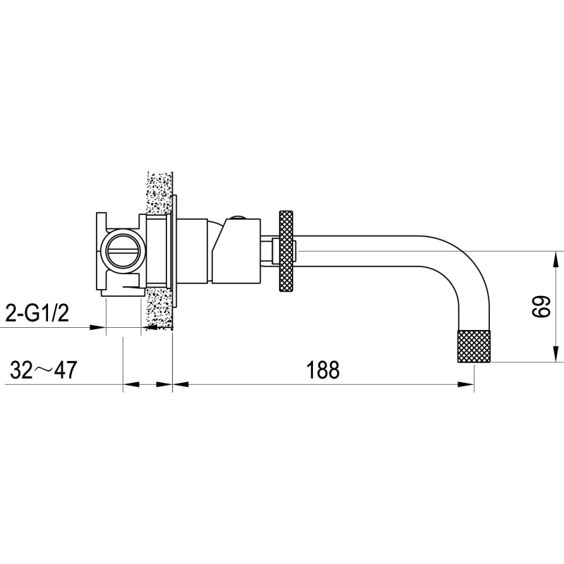 Urban Brushed Nickel Wall Mounted Basin Mixer Tap