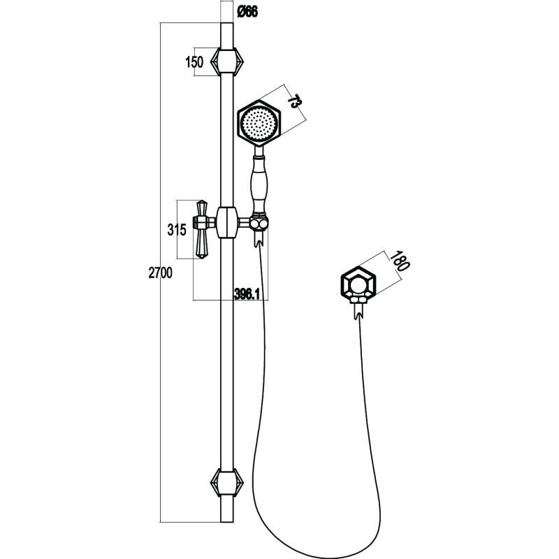 Adonis Gold Slide Rail Kit with Wall Outlet