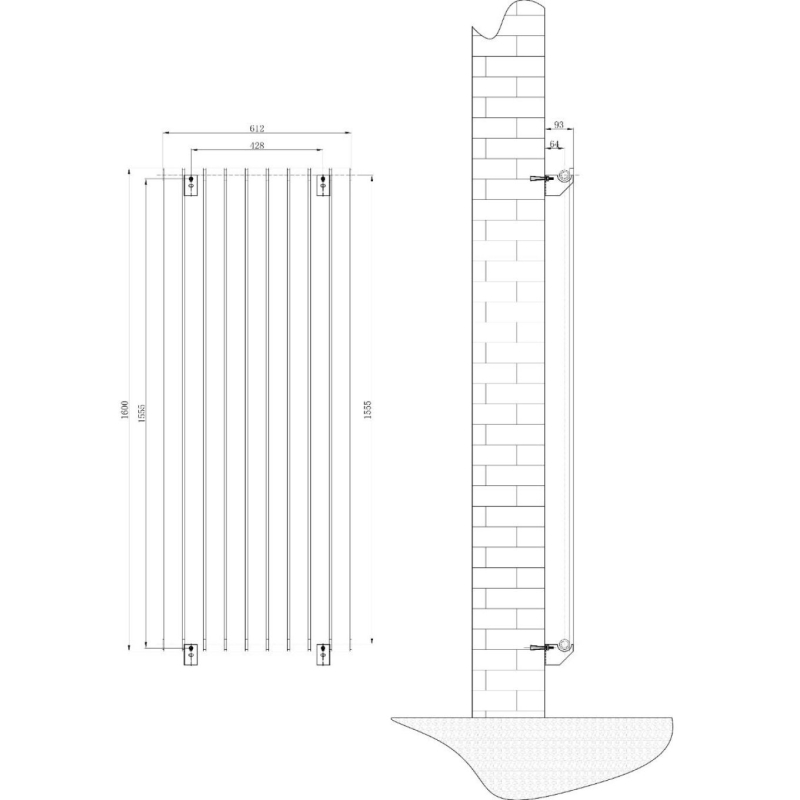 Perth Matt Black Double Vertical Flat Panel Radiator 1600x610mm
