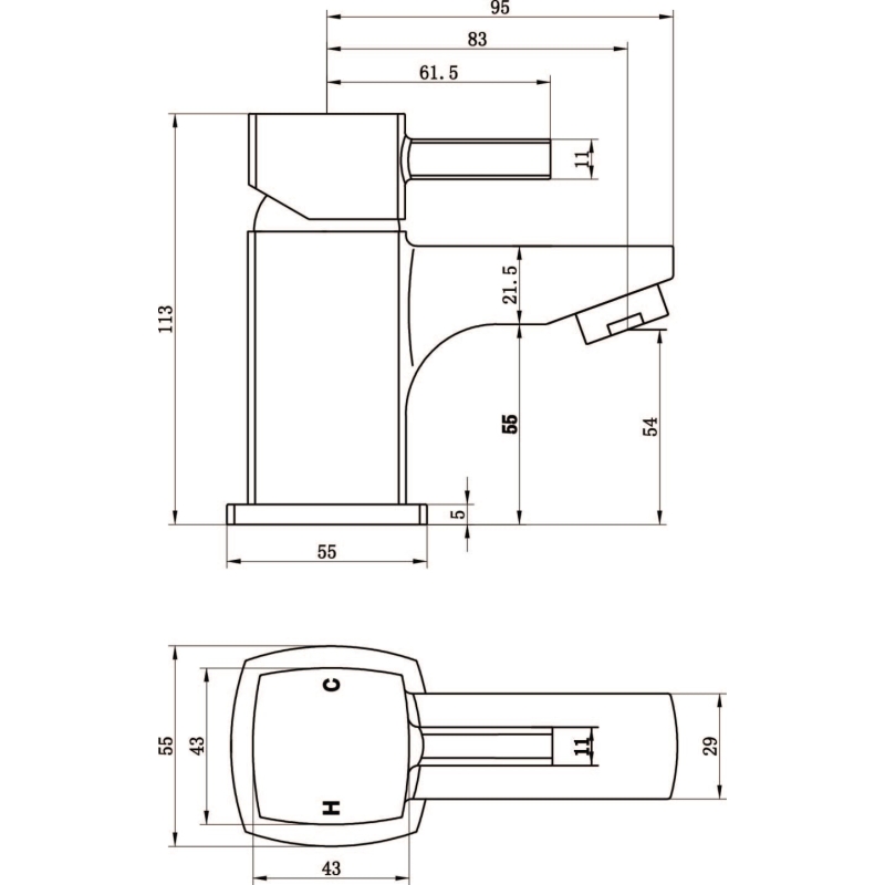 Quadro Chrome Mini Basin Mixer Tap & Waste