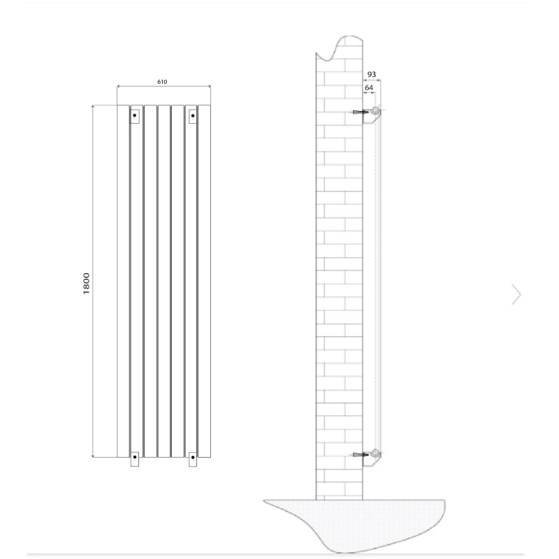 Perth White Double Vertical Flat Panel Radiator 1800x610mm