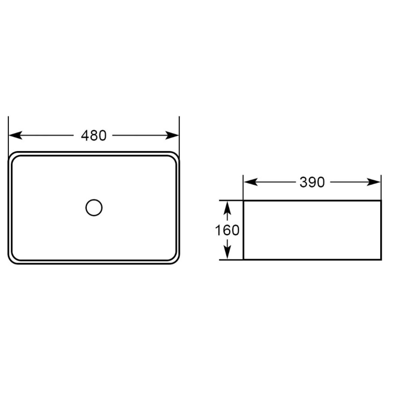 Coyote White Rectangular Countertop Basin