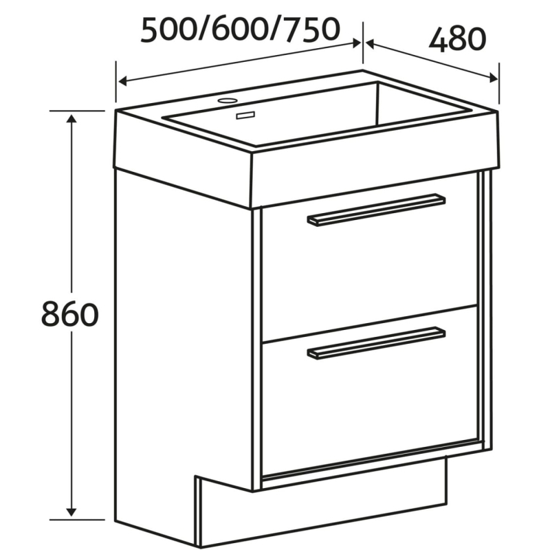 Winslow Light Sawn Oak Floor Standing Vanity Unit with Basin 600mm