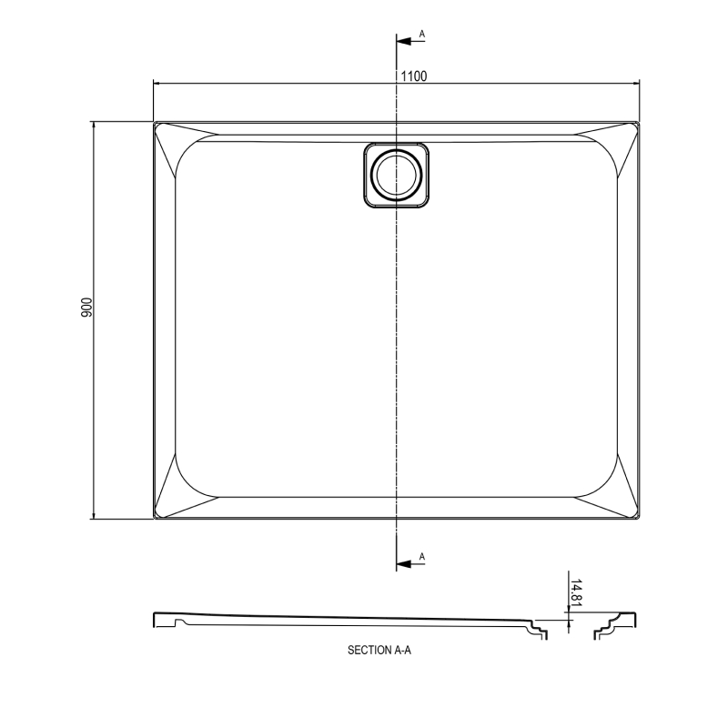 Elle Slimline Rectangular Shower Tray 1100x900mm