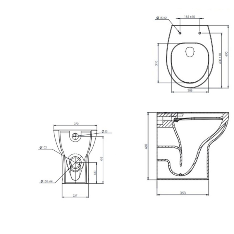 Tavistock Loft Comfort Height Back to Wall Rimless WC Toilet Pan with Soft Close Seat