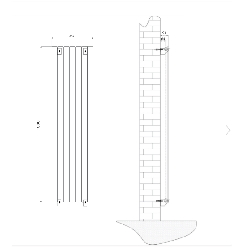 Perth White Double Vertical Flat Panel Radiator 1600x610mm
