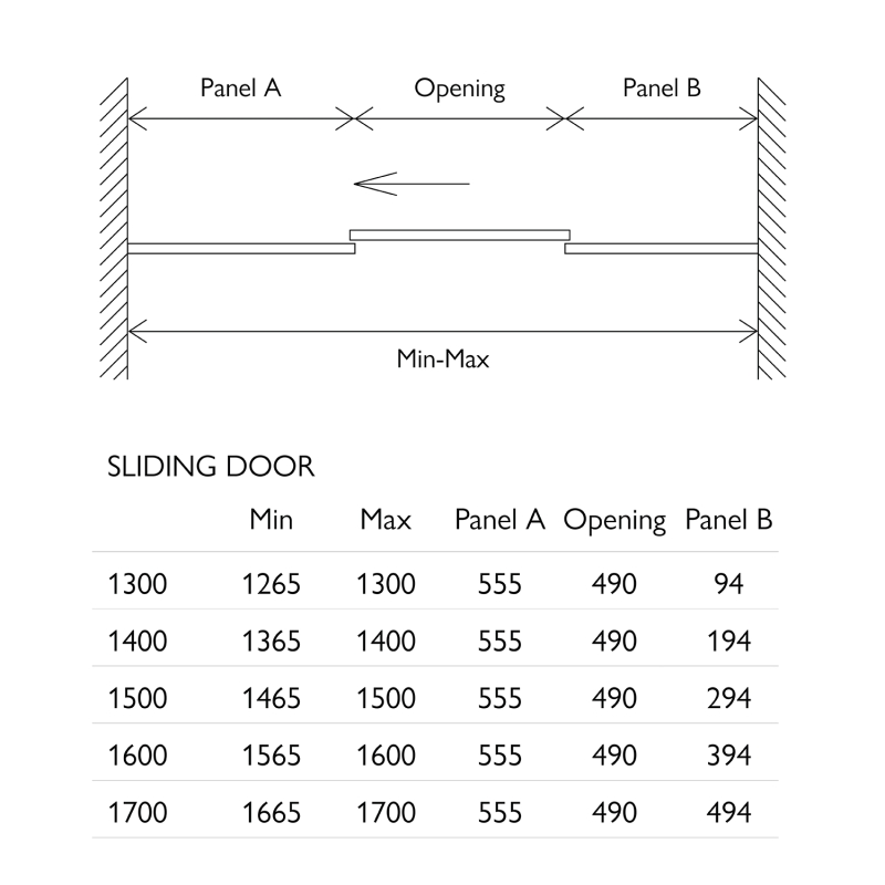 Sana Chrome Sliding Shower Door 1600mm
