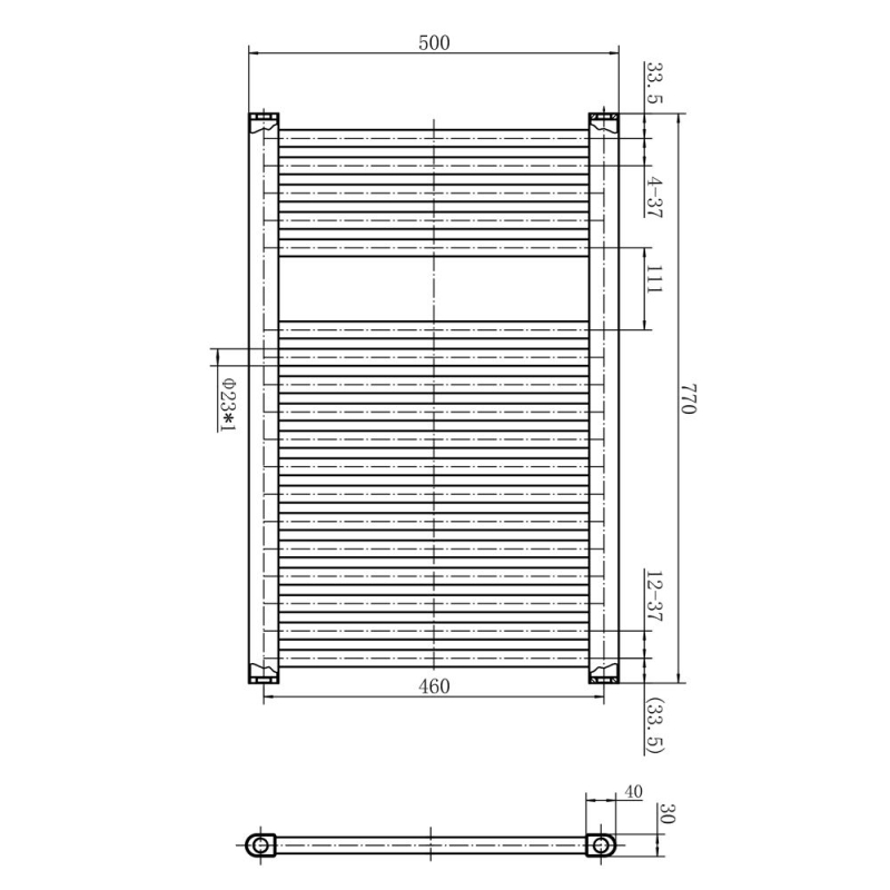 Neptune Matt Black Electric Heated Towel Rail 770x500mm