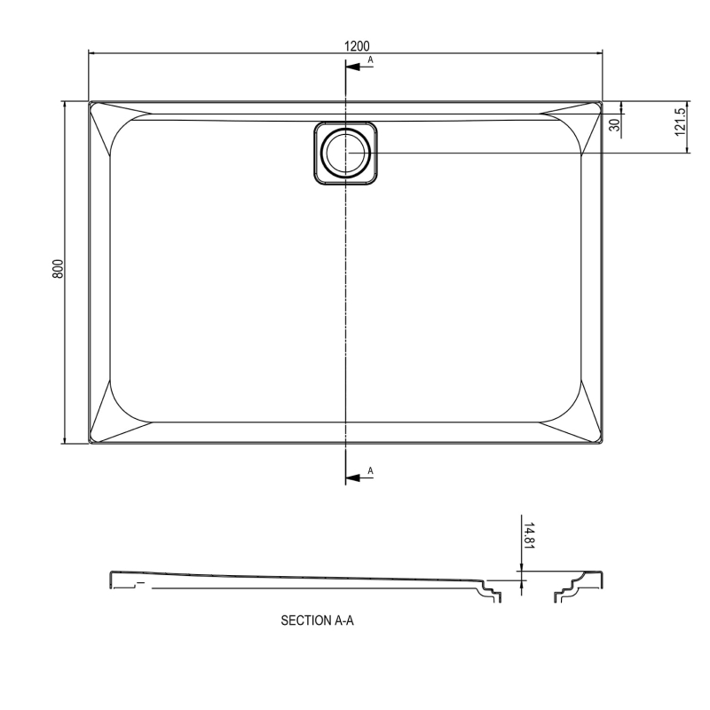 Elle Slimline Rectangular Shower Tray 1200x800mm