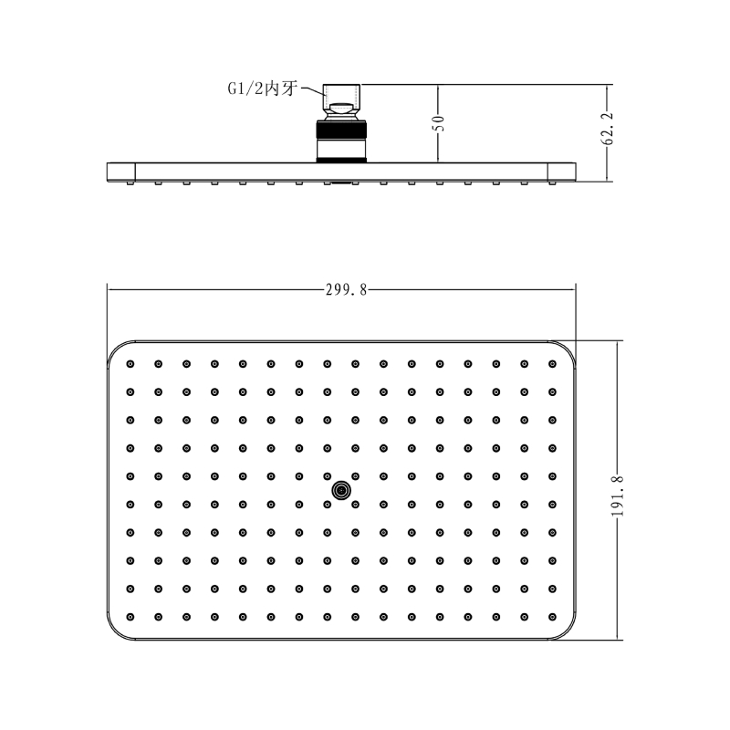 Baylin Gunmetal Square Shower Head