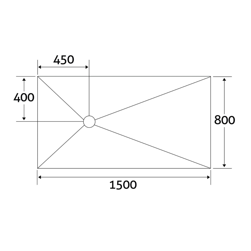 Jackoboard Aqua Flat Offset Drain Wetroom Tray 1500x800mm